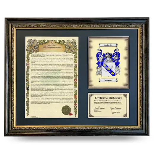 Merrow Framed Surname History and Coat of Arms- Heirloom