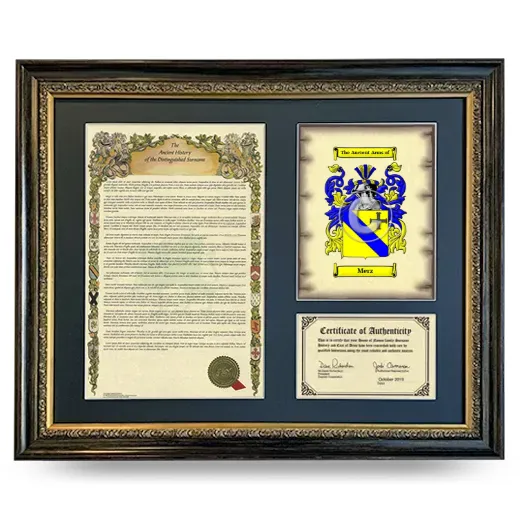 Merz Framed Surname History and Coat of Arms- Heirloom