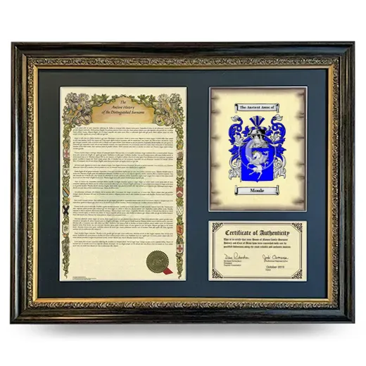 Moule Framed Surname History and Coat of Arms- Heirloom