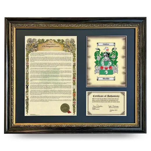 Muckle Framed Surname History and Coat of Arms- Heirloom