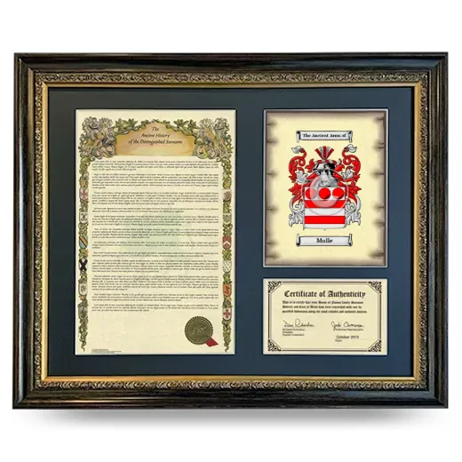 Mulle Framed Surname History and Coat of Arms- Heirloom
