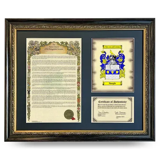 Naugle Framed Surname History and Coat of Arms- Heirloom