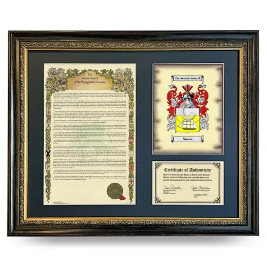 Nauss Framed Surname History and Coat of Arms- Heirloom