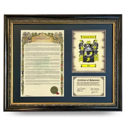 Net Framed Surname History and Coat of Arms- Heirloom