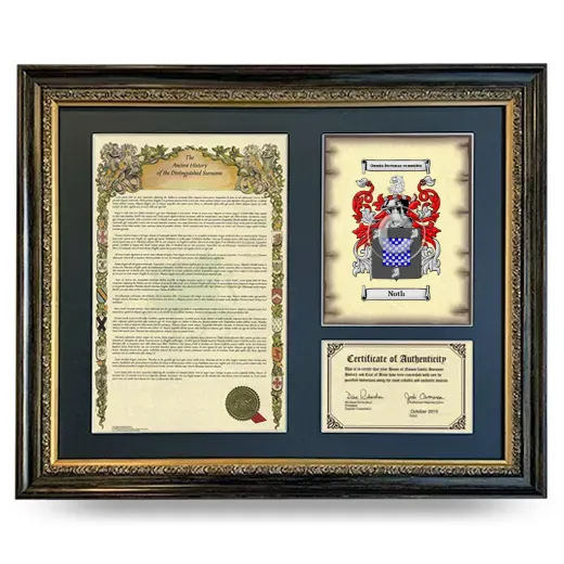 Noth Framed Surname History and Coat of Arms- Heirloom