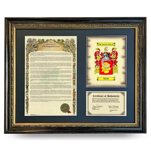 Oettle Framed Surname History and Coat of Arms- Heirloom