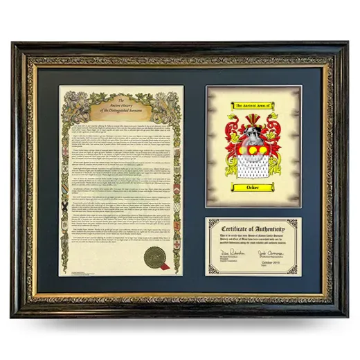 Orker Framed Surname History and Coat of Arms- Heirloom