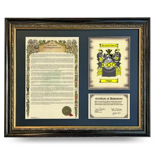 Ougan Framed Surname History and Coat of Arms- Heirloom