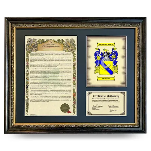 Overson Framed Surname History and Coat of Arms- Heirloom