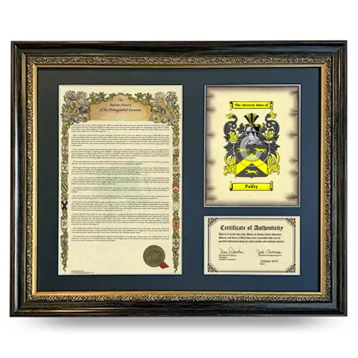 Palfry Framed Surname History and Coat of Arms- Heirloom