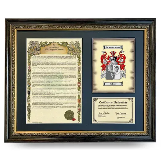 Paliser Framed Surname History and Coat of Arms- Heirloom