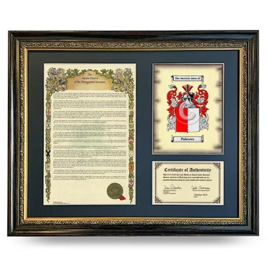 Palmers Framed Surname History and Coat of Arms- Heirloom