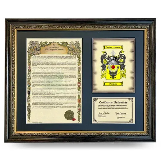 Pandon Framed Surname History and Coat of Arms- Heirloom