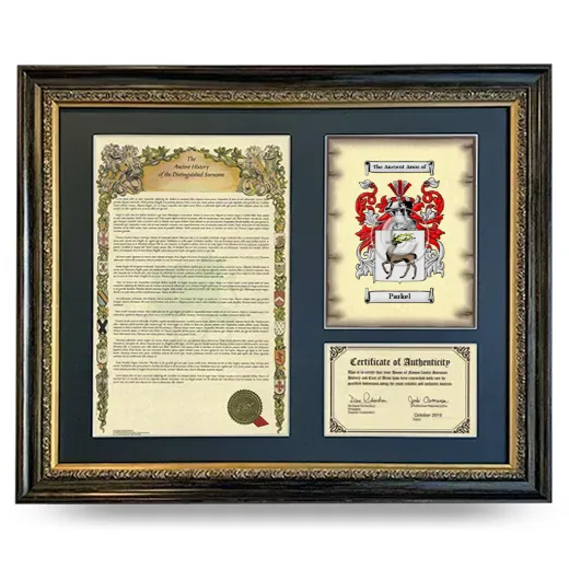 Parkel Framed Surname History and Coat of Arms- Heirloom
