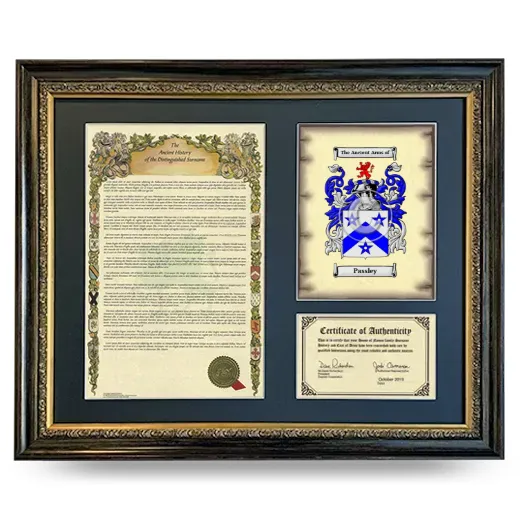 Passley Framed Surname History and Coat of Arms- Heirloom