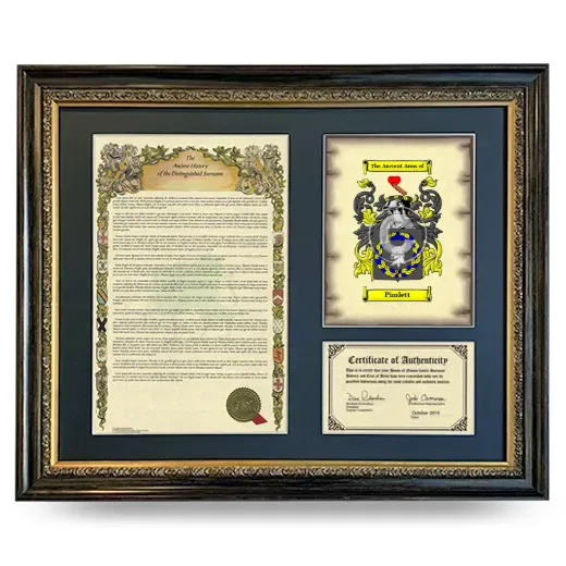 Pimlett Framed Surname History and Coat of Arms- Heirloom