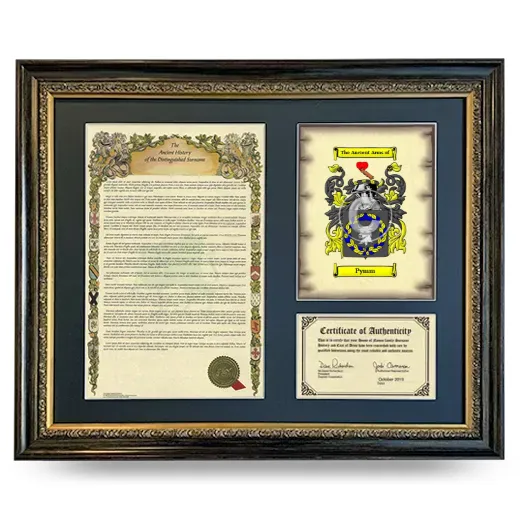 Pymm Framed Surname History and Coat of Arms- Heirloom