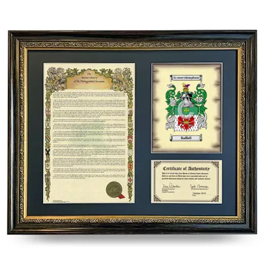Raffell Framed Surname History and Coat of Arms- Heirloom