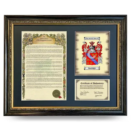 Rawleigh Framed Surname History and Coat of Arms- Heirloom