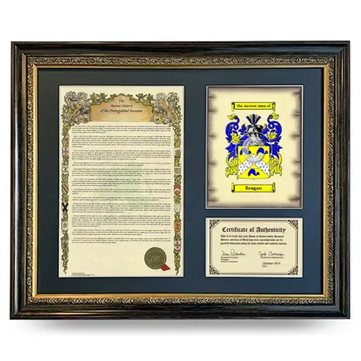 Reagan Framed Surname History and Coat of Arms- Heirloom