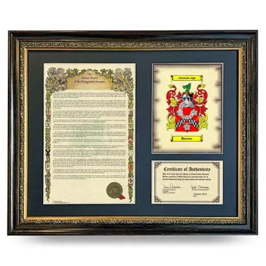 Reaver Framed Surname History and Coat of Arms- Heirloom