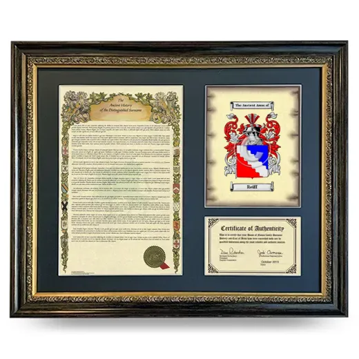 Reiff Framed Surname History and Coat of Arms- Heirloom
