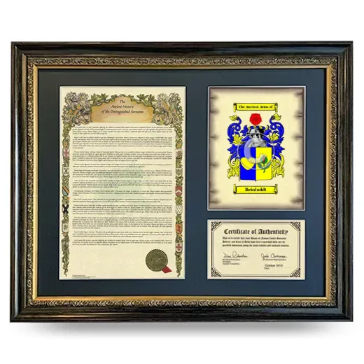 Reinholdt Framed Surname History and Coat of Arms- Heirloom