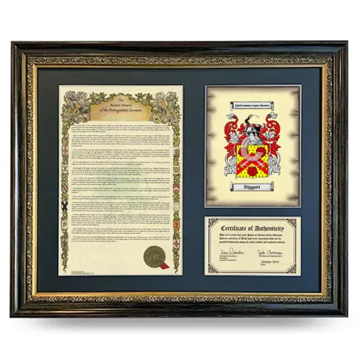 Riggott Framed Surname History and Coat of Arms- Heirloom
