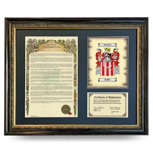 Ruffin Framed Surname History and Coat of Arms- Heirloom
