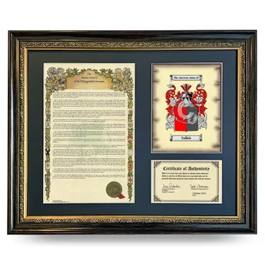 Salish Framed Surname History and Coat of Arms- Heirloom