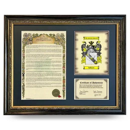 Salman Framed Surname History and Coat of Arms- Heirloom