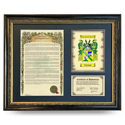 Schramm Framed Surname History and Coat of Arms- Heirloom