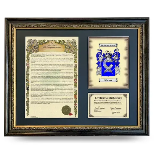 Schriver Framed Surname History and Coat of Arms- Heirloom