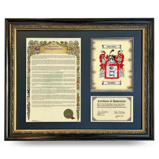 Scouten Framed Surname History and Coat of Arms- Heirloom