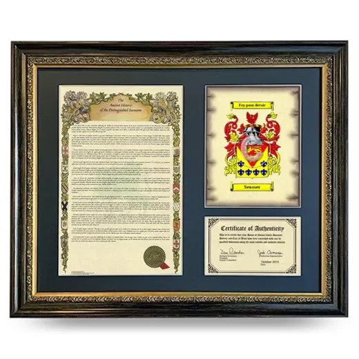 Seamer Framed Surname History and Coat of Arms- Heirloom