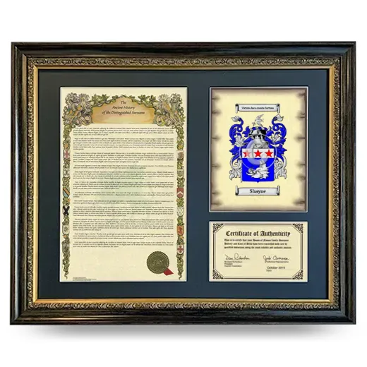 Shayne Framed Surname History and Coat of Arms- Heirloom