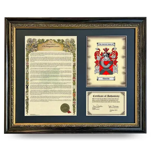 Sherrin Framed Surname History and Coat of Arms- Heirloom