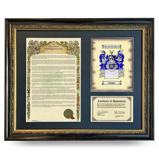 Snappe Framed Surname History and Coat of Arms- Heirloom