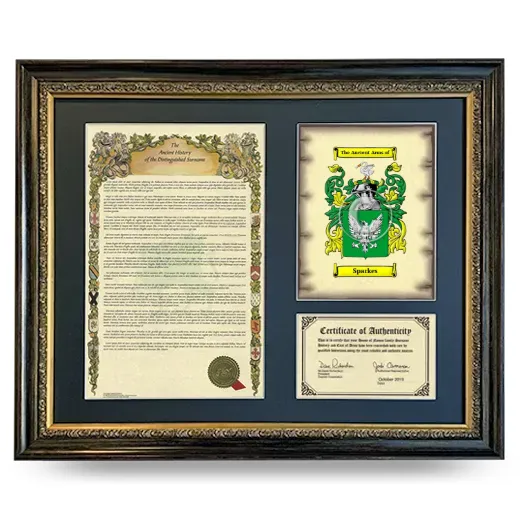 Sparkes Framed Surname History and Coat of Arms- Heirloom
