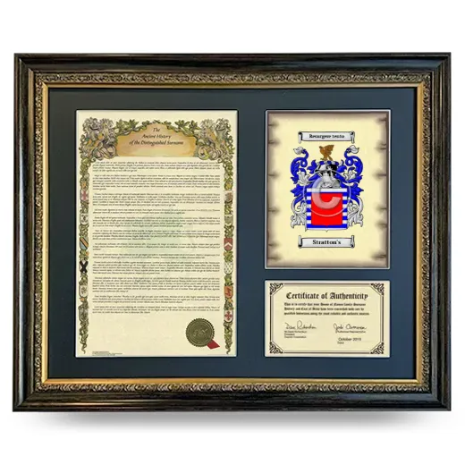 Stratton's Framed Surname History and Coat of Arms- Heirloom