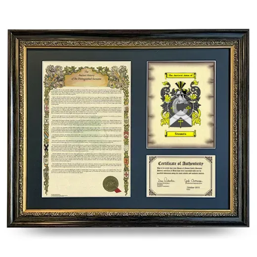 Strouts Framed Surname History and Coat of Arms- Heirloom