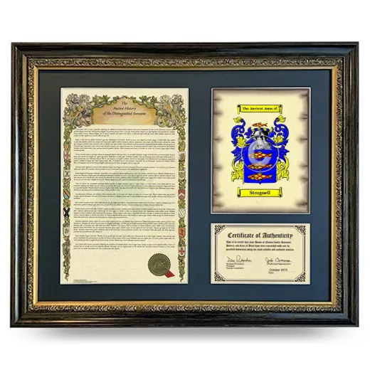 Strugnell Framed Surname History and Coat of Arms- Heirloom