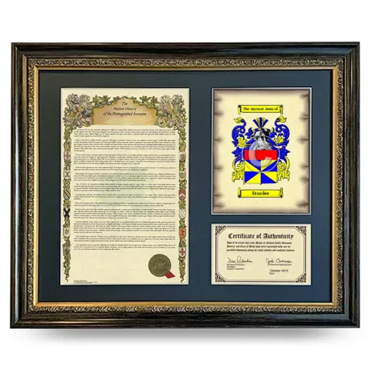Sturdee Framed Surname History and Coat of Arms- Heirloom