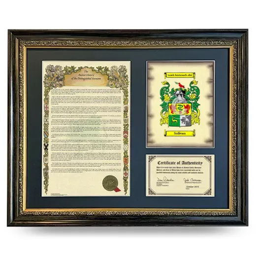 Sulivan Framed Surname History and Coat of Arms- Heirloom