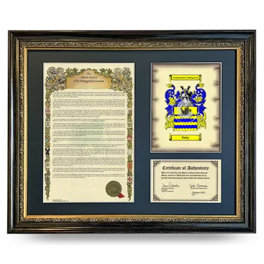 Suty Framed Surname History and Coat of Arms- Heirloom