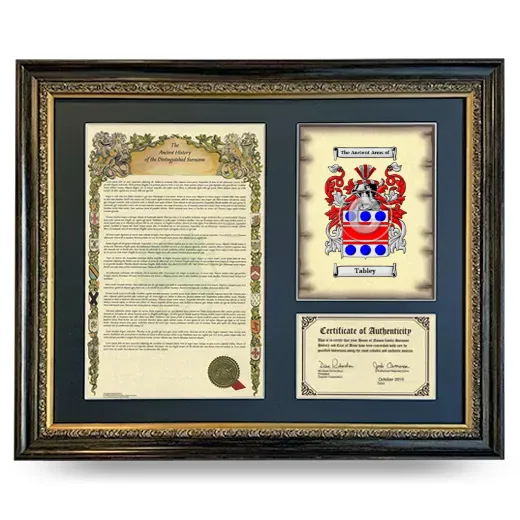 Tabley Framed Surname History and Coat of Arms- Heirloom