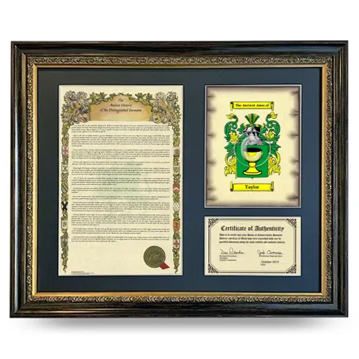 Taylor Framed Surname History and Coat of Arms- Heirloom
