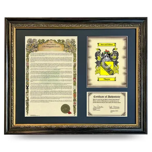 Thayre Framed Surname History and Coat of Arms- Heirloom