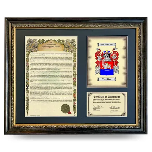 Trevillian Framed Surname History and Coat of Arms- Heirloom