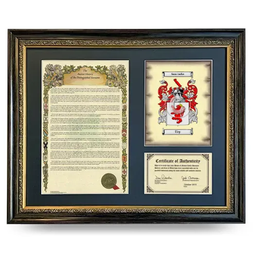 Ury Framed Surname History and Coat of Arms- Heirloom